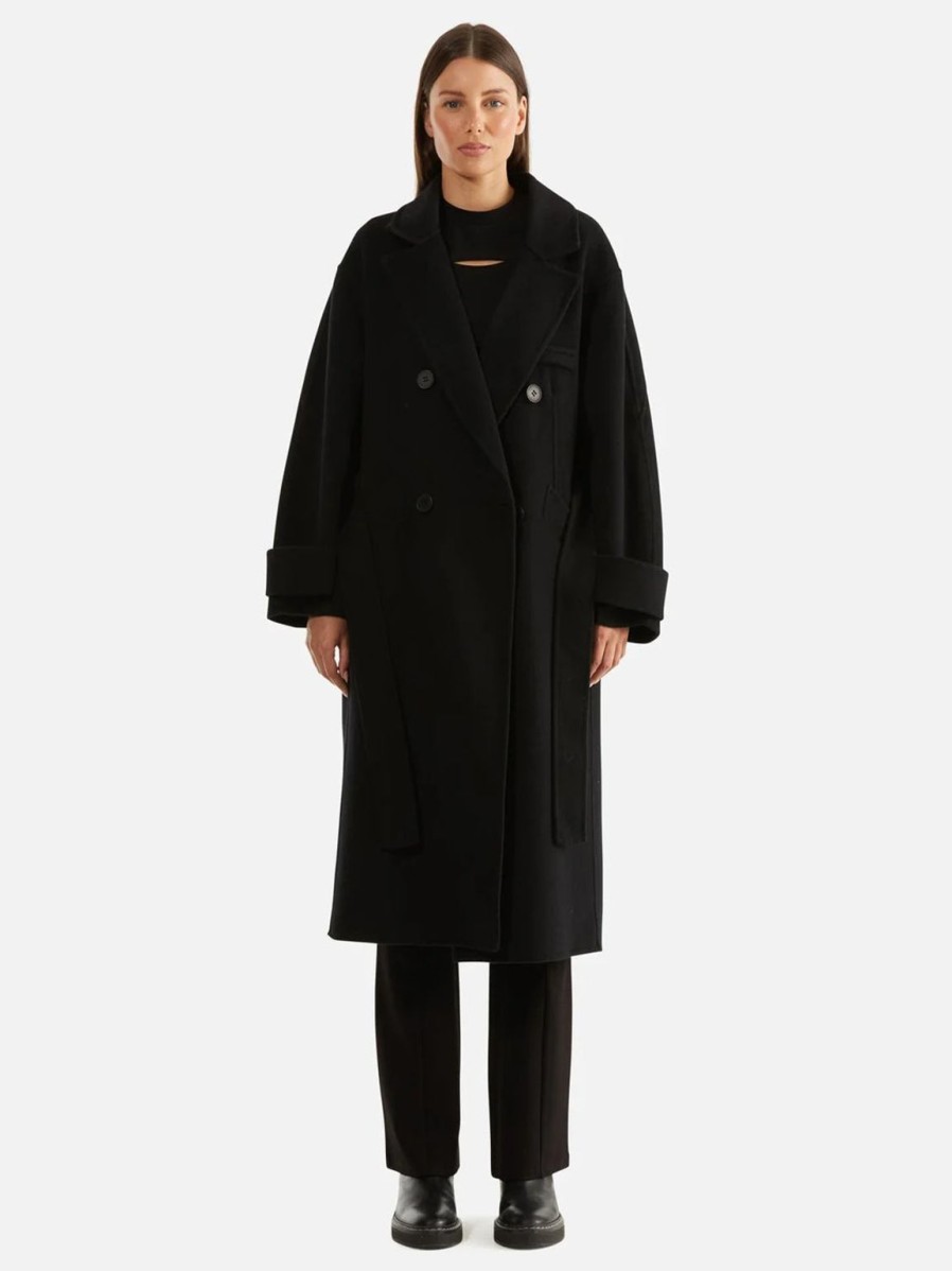 Clearance Ena Pelly Cecilia Wool Coat - Black