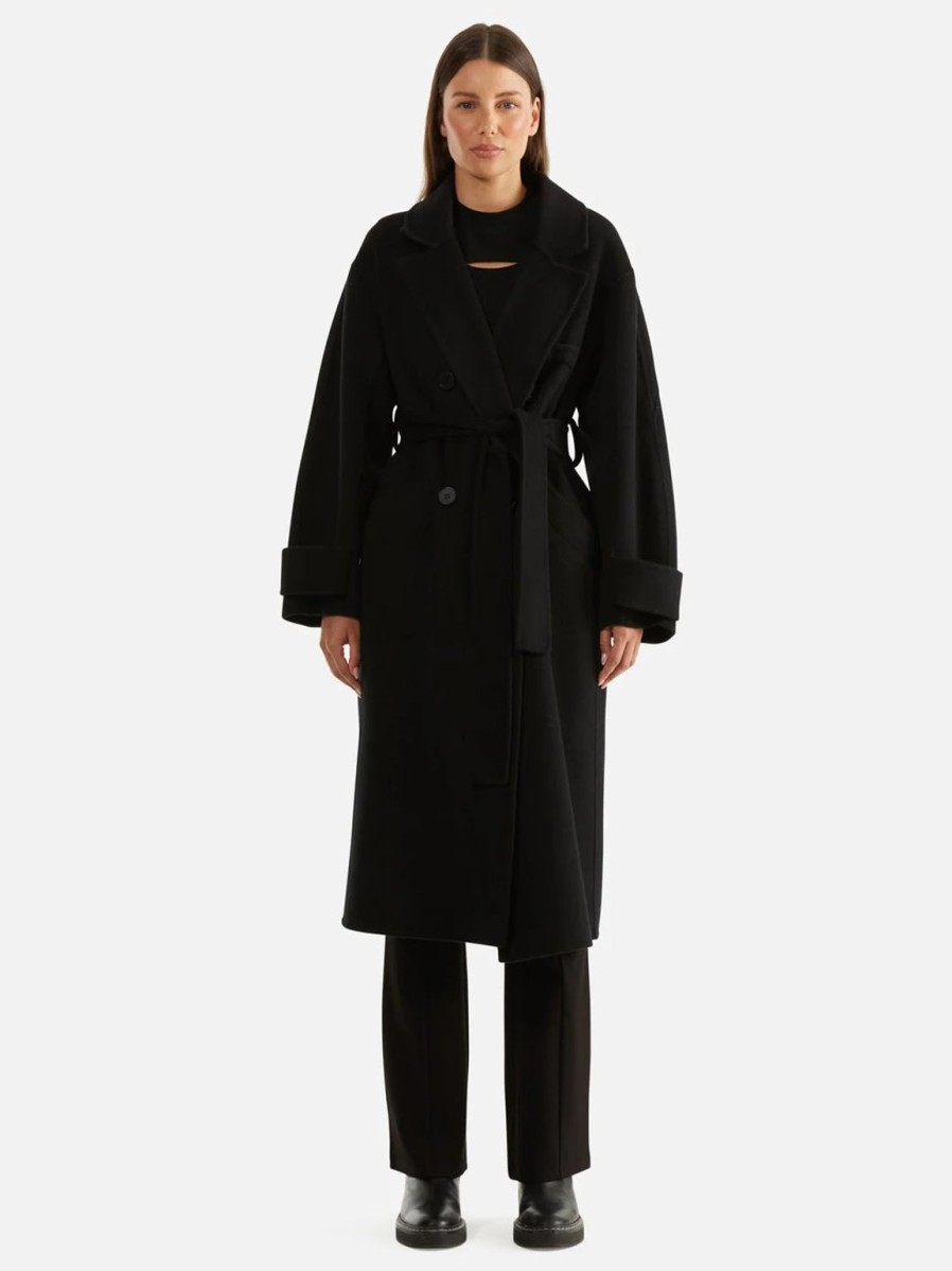 Clearance Ena Pelly Cecilia Wool Coat - Black