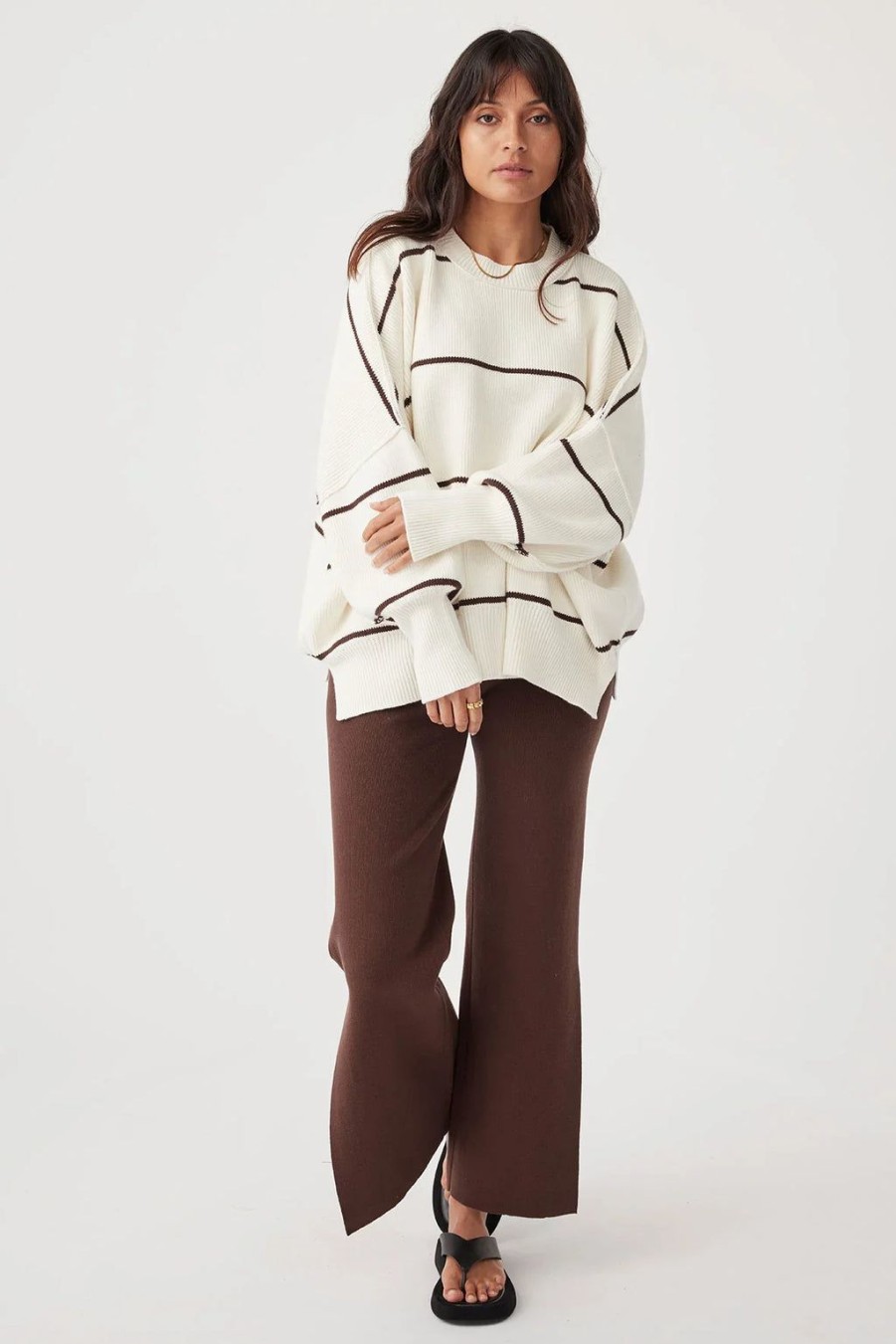 Wholesale Arcaa Movement Harper Stripe Sweater - Cream/ Chocolate