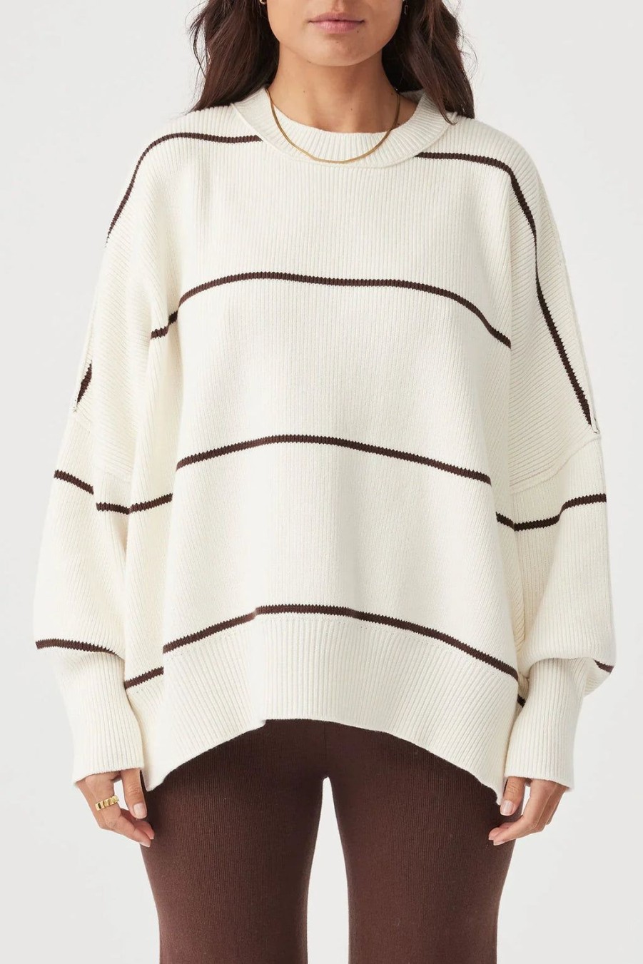 Wholesale Arcaa Movement Harper Stripe Sweater - Cream/ Chocolate