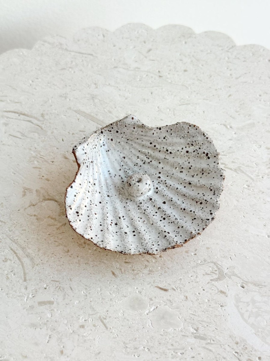 New Coastal Clay Shell Incense Holder - Sandstorm