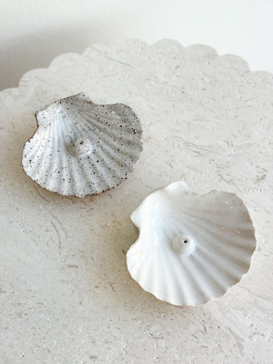 New Coastal Clay Shell Incense Holder - Sandstorm