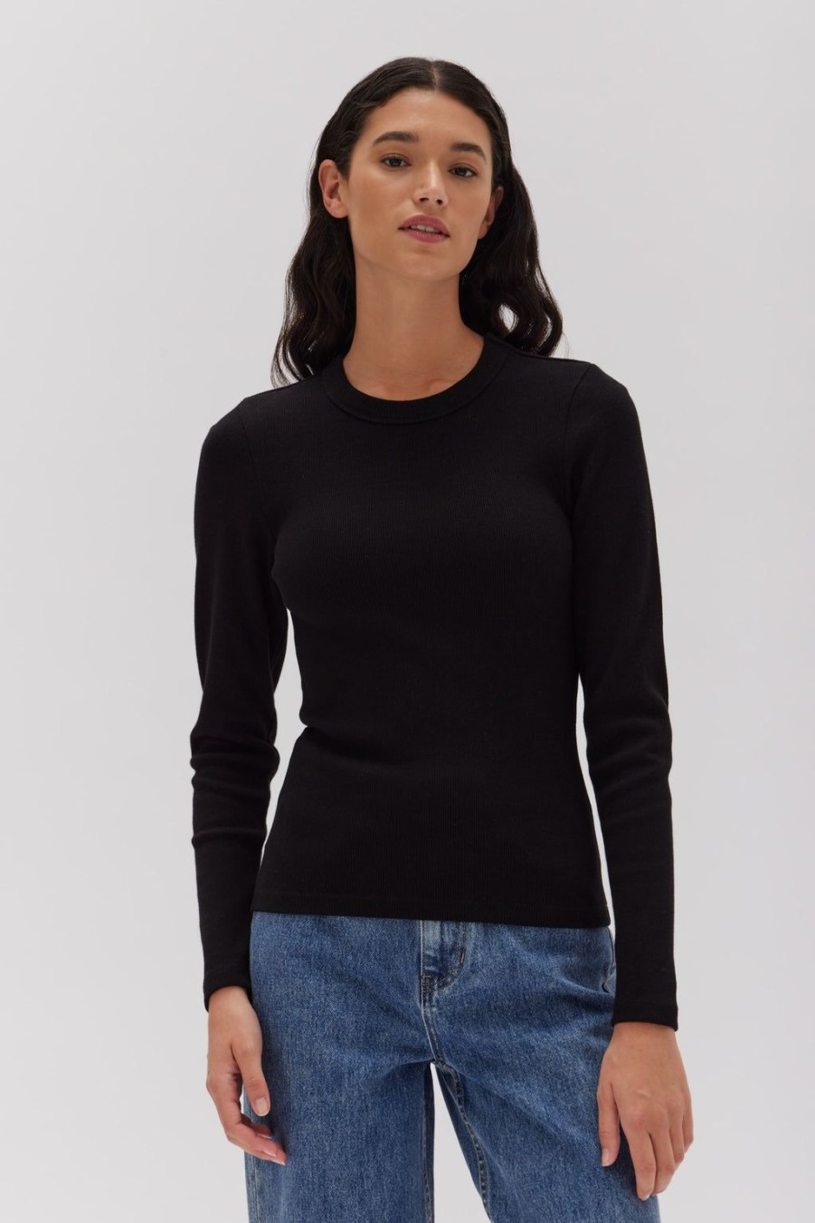 Wholesale Assembly Label Miana Organic Long Sleeve Tee - True Black