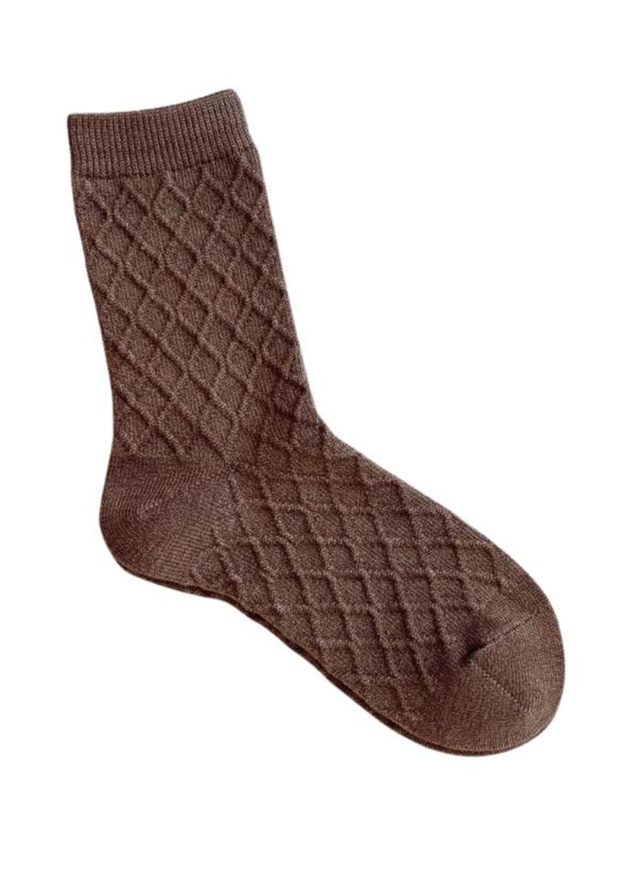 Hot Golden Tribe Plaid Bed Socks - Chocolate