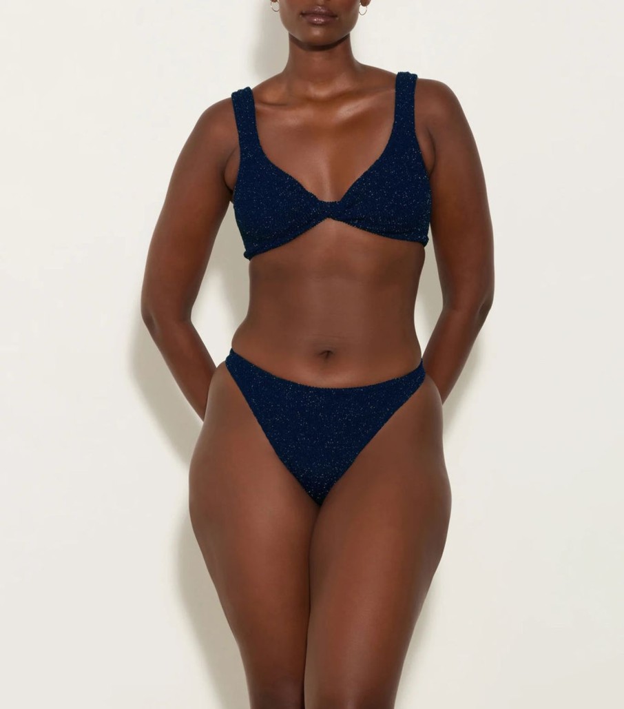 New Hunza G Juno Bikini - Navy/Silver Lurex