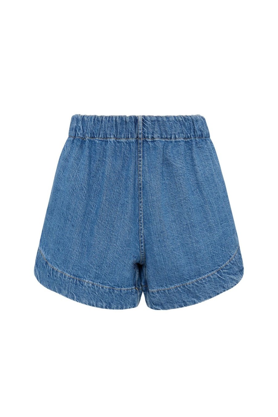 New Bassike Denim Pull On Mini Short - Light Blue