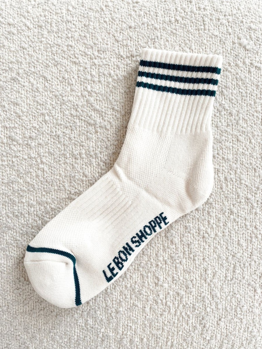 New Le Bon Shoppe Girlfriend Socks - Oatmeal Stripe