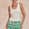 Wholesale Mon Renn Outline Knit Tank - Ivory