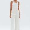 Best Assembly Label Leila Stripe Linen Pant - Cream Pinstripe