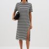 Hot Bassike Stripe Htg S/S T.Shirt Dress - Undyed/Black