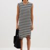 New Bassike Stripe Slim Muscle Tank Dress - Undyed/Black