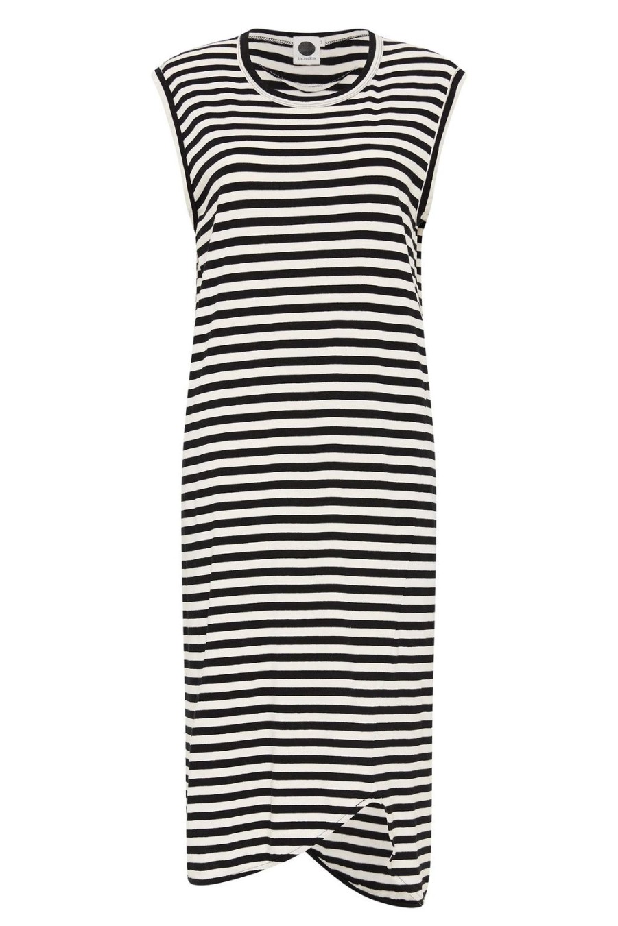 New Bassike Stripe Slim Muscle Tank Dress - Undyed/Black