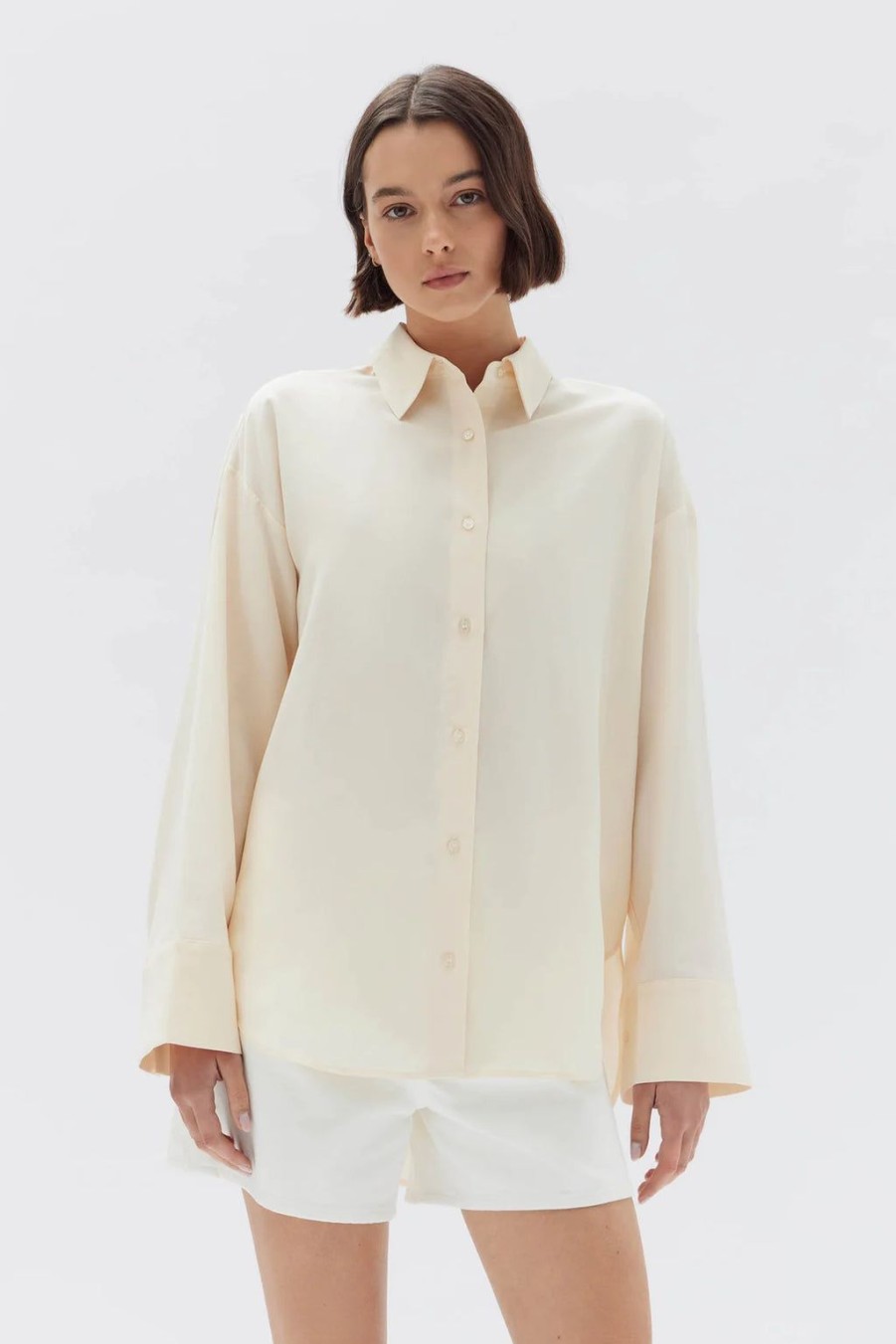 Best Assembly Label Kate Linen Blend Shirt - Stone