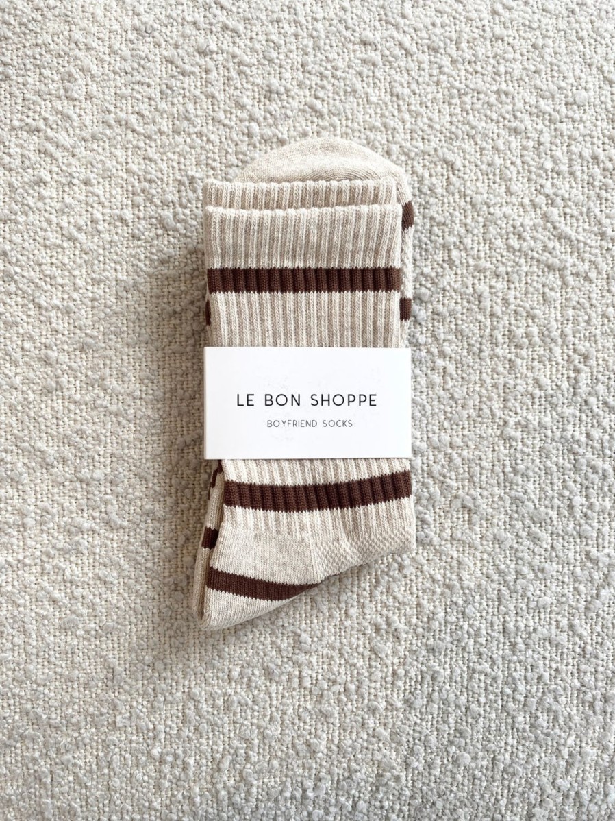 New Le Bon Shoppe Boyfriend Striped Socks - Flax Stripe