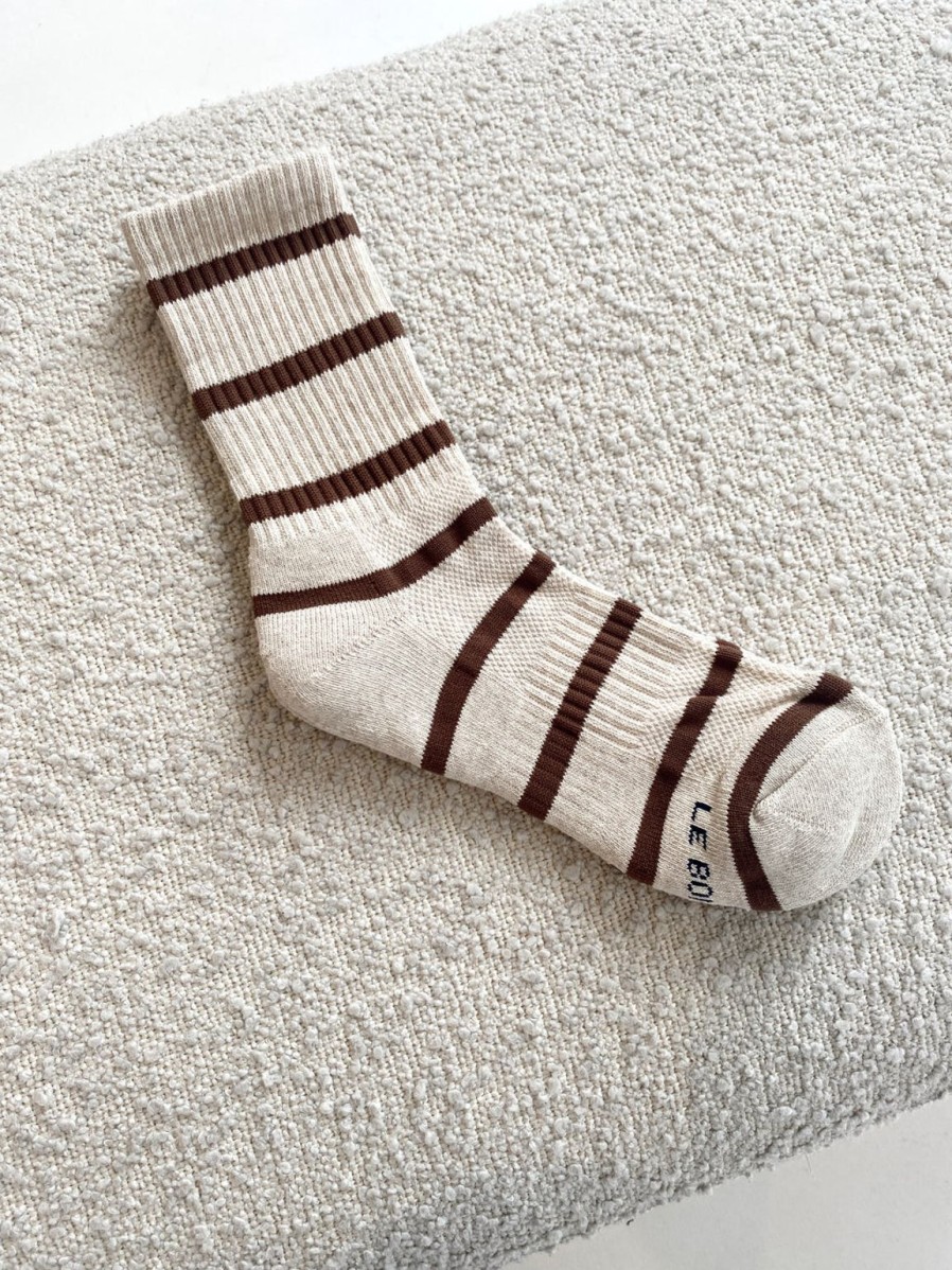 New Le Bon Shoppe Boyfriend Striped Socks - Flax Stripe