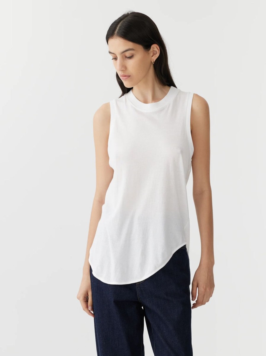 Online Bassike Scoop Hem Athletic Tank - White