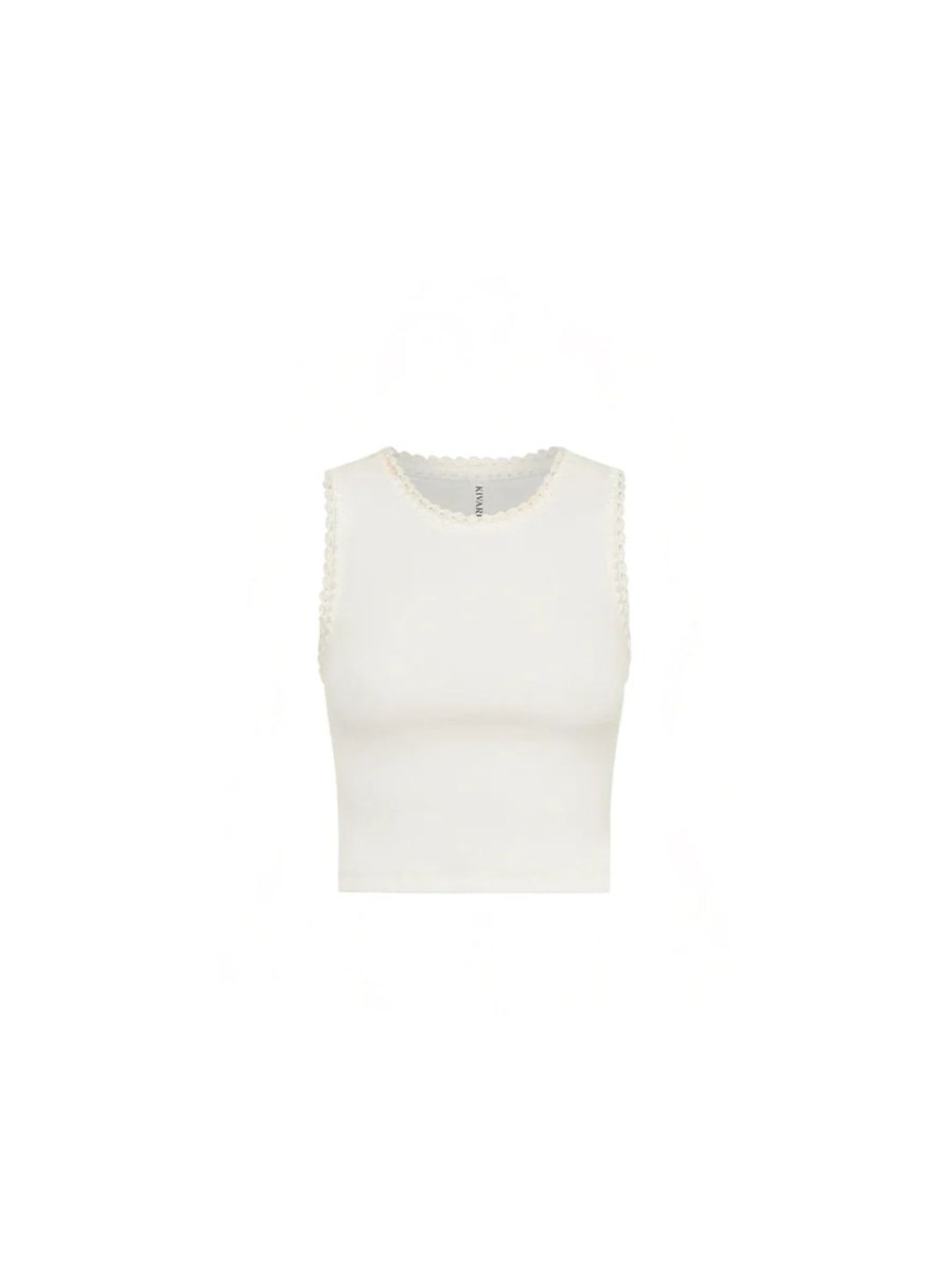 Online Kivari Tallulah High Neck Crop Tank - Ivory