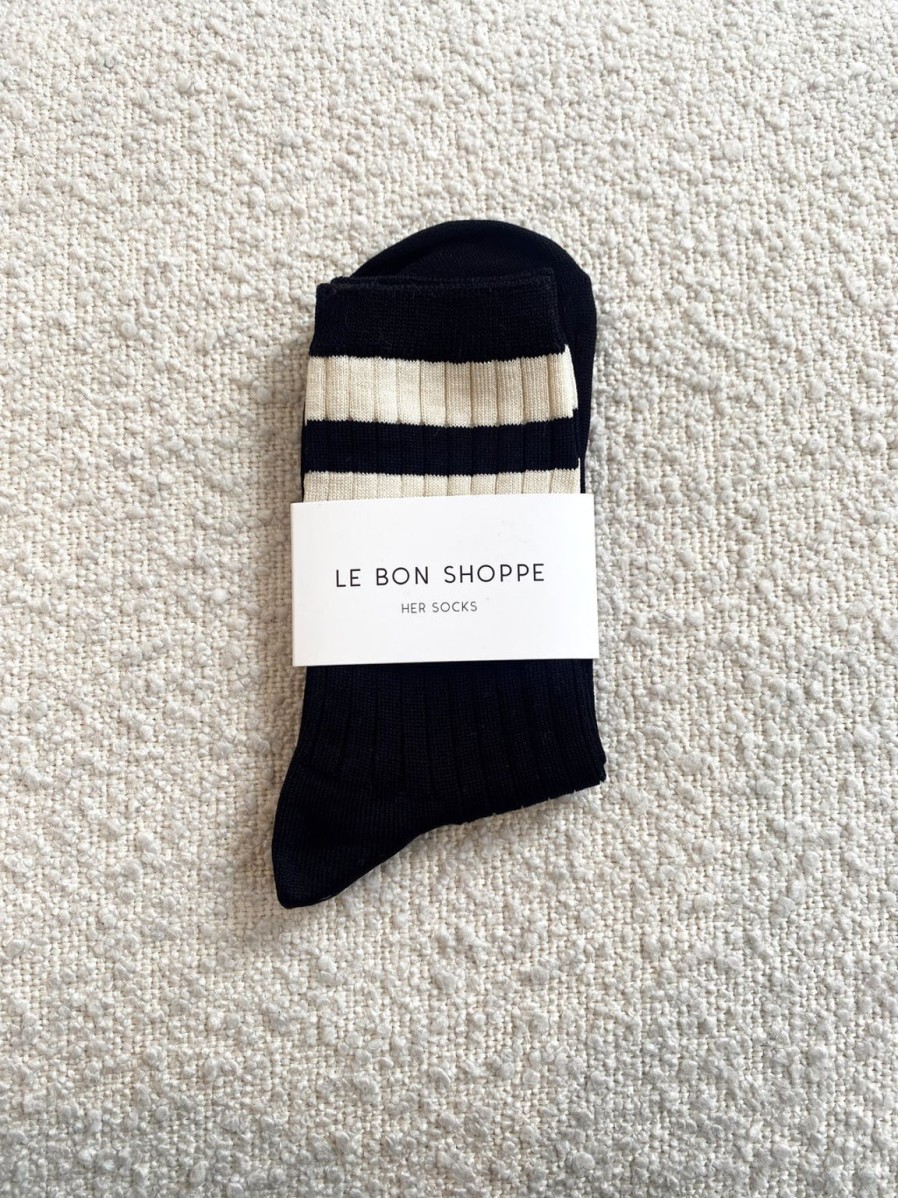 Online Le Bon Shoppe Her Varsity Socks - Black