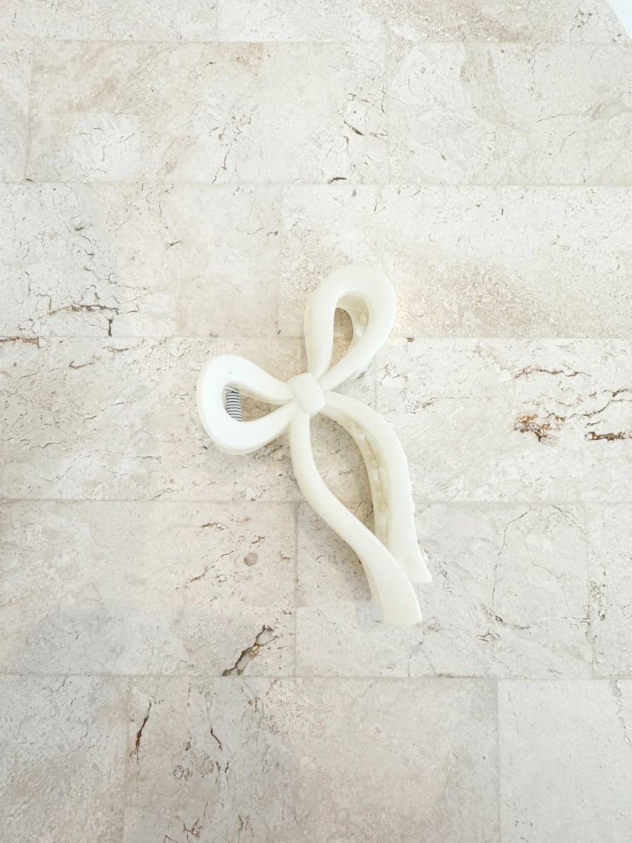 Clearance Golden Tribe Bow Clip - Matte Cream