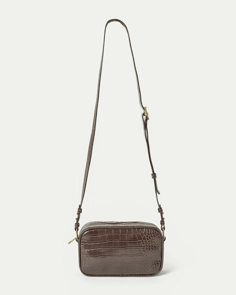 Wholesale Brie Leon Martina Camera Bag - Brunette Recycled Croc