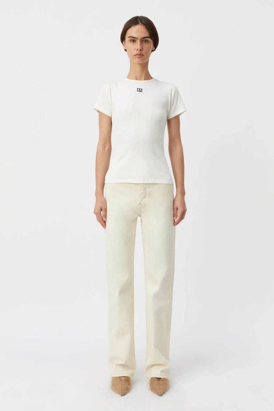 Hot C&M By Camilla and Marc Nora Fitted Tee - Soft White