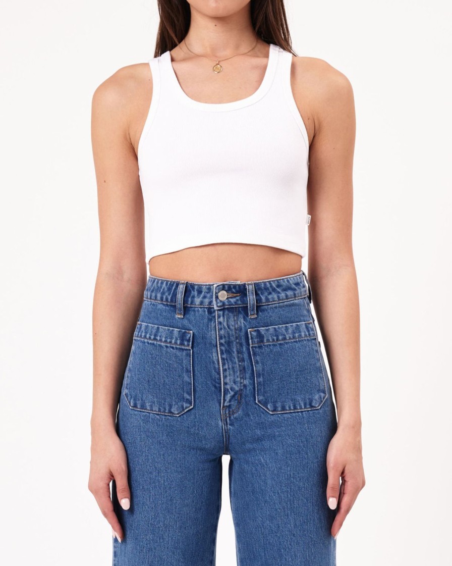 Clearance Rolla's Jeans Heavy Rib Toni Crop - Vintage White