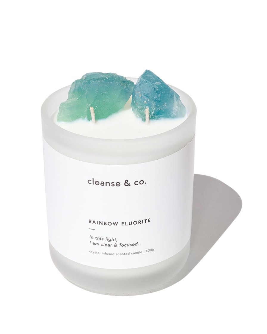 Hot Cleanse & Co Rainbow Fluorite Crystal Candle