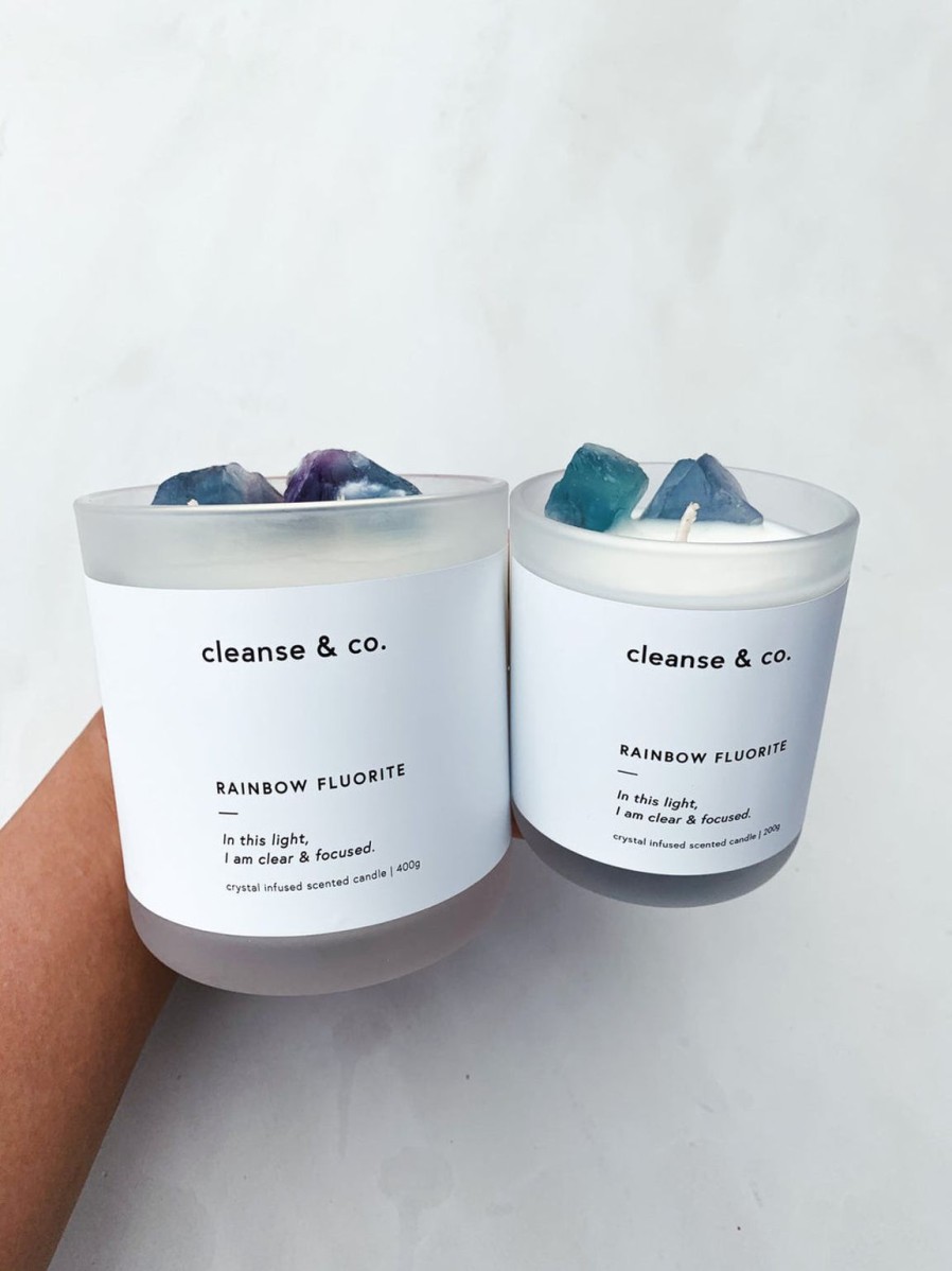 Hot Cleanse & Co Rainbow Fluorite Crystal Candle