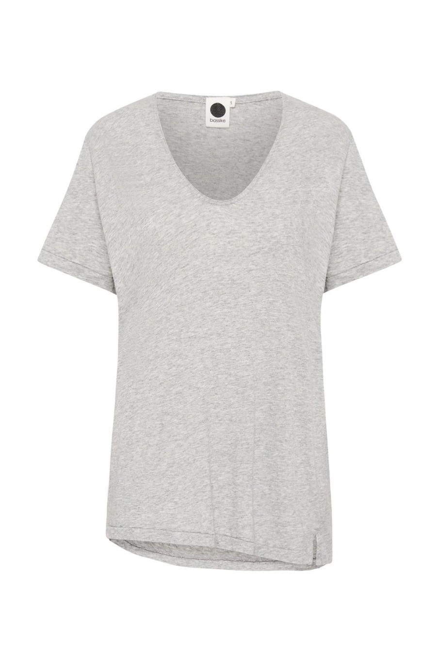 Online Bassike Regular Fit V Neck T.Shirt - Grey Marle