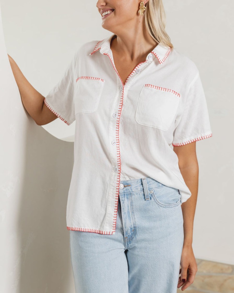 Best BLVD. the label Rosas Stitched Linen Shirt