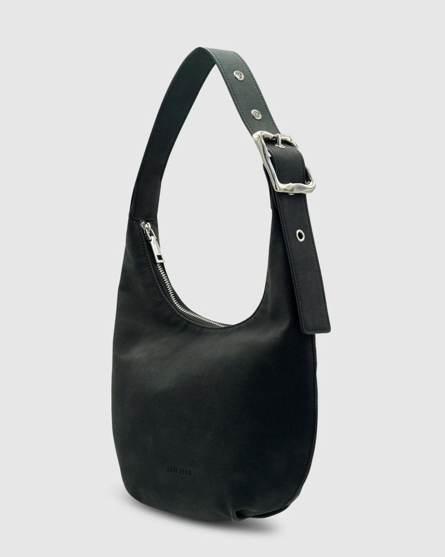 Wholesale Brie Leon Everyday Croissant Bag - Ind. Black Suede