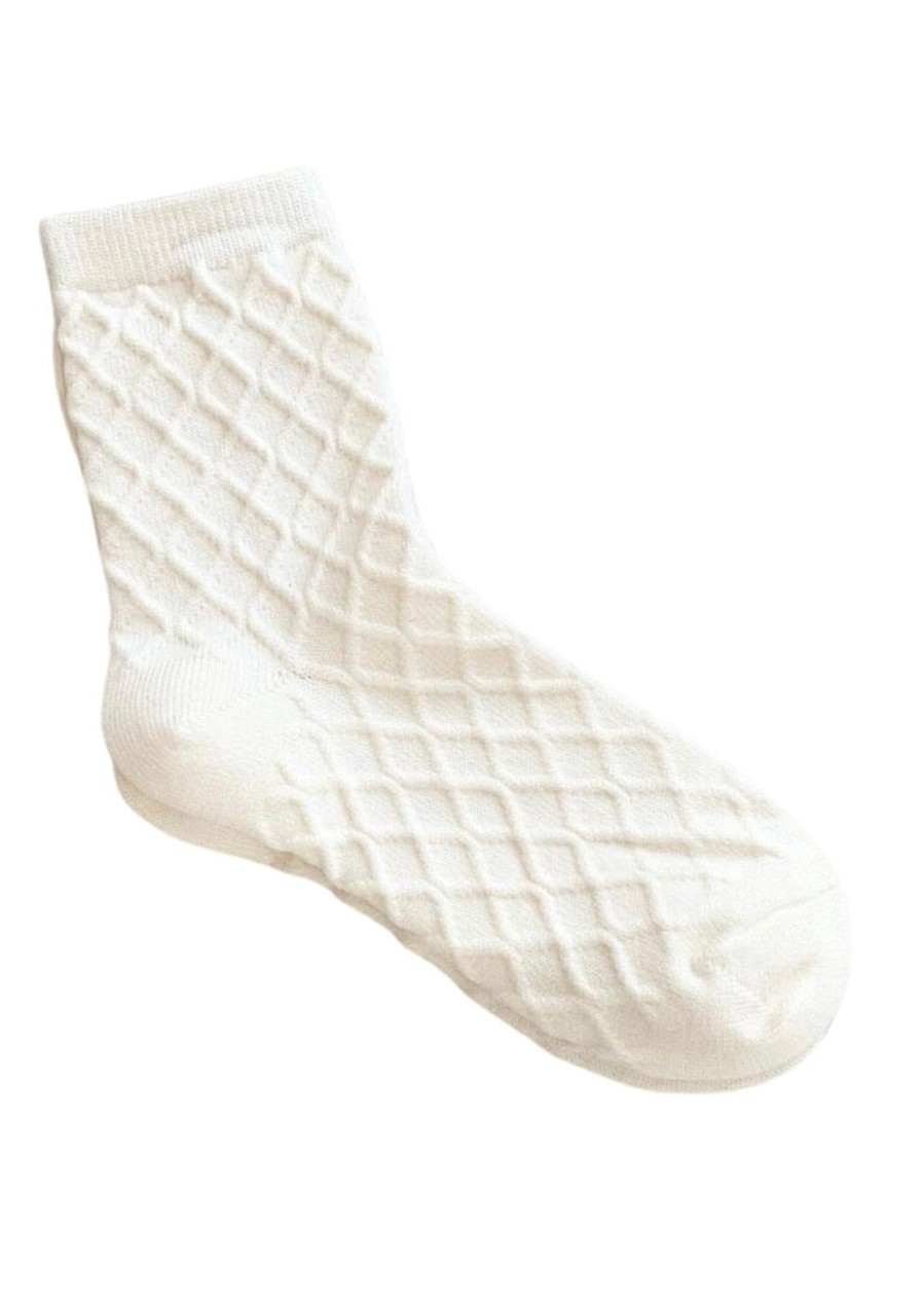 Best Golden Tribe Plaid Bed Socks - Cream