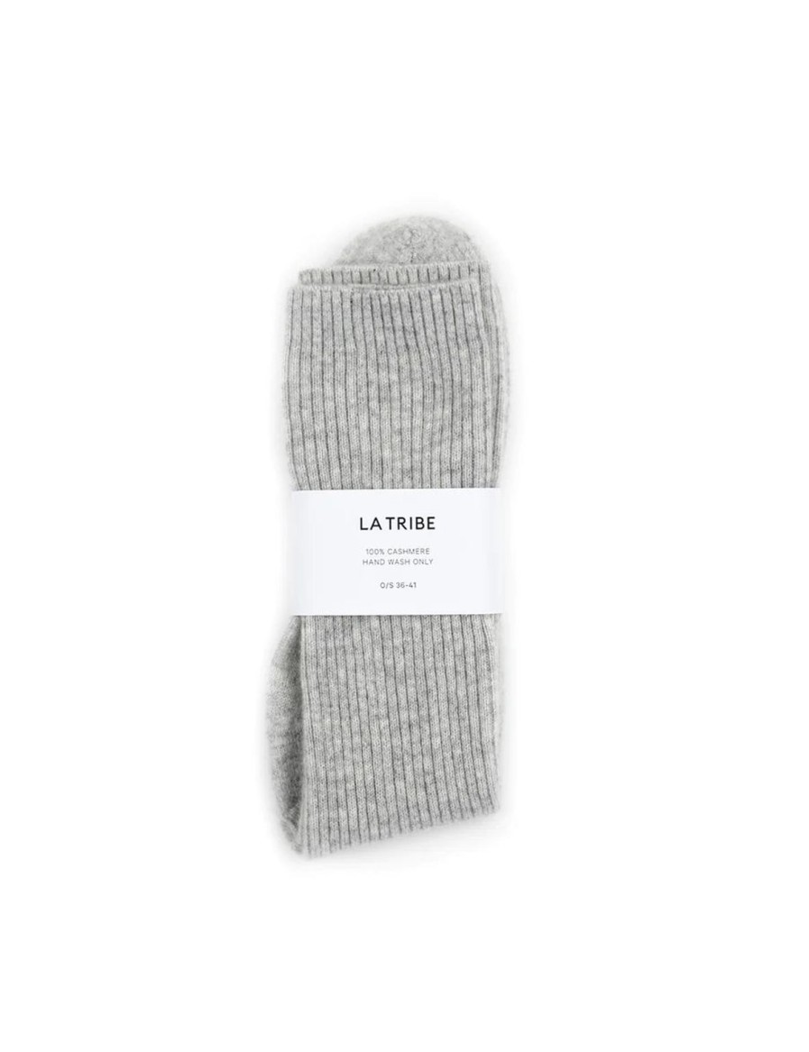 Best La Tribe Cashmere Bed Sock - Grey Marle