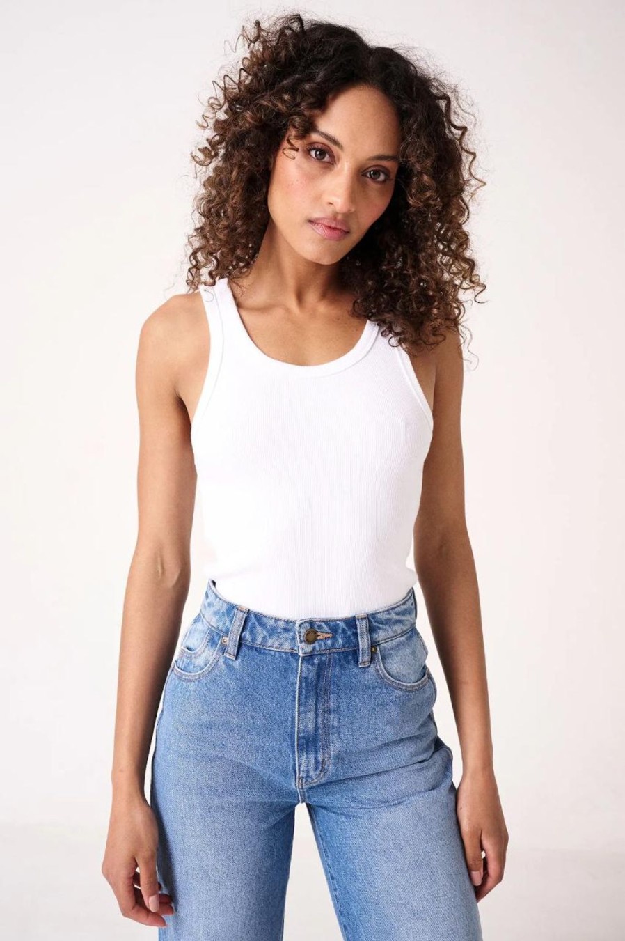 Wholesale Rolla's Jeans Heavy Rib Toni Tank - Vintage White