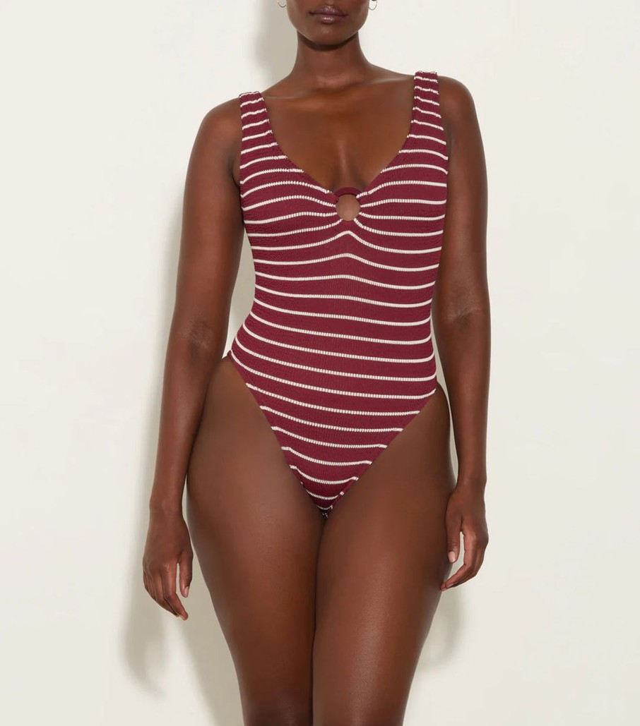 Best Hunza G Celine Swim - Wine/White