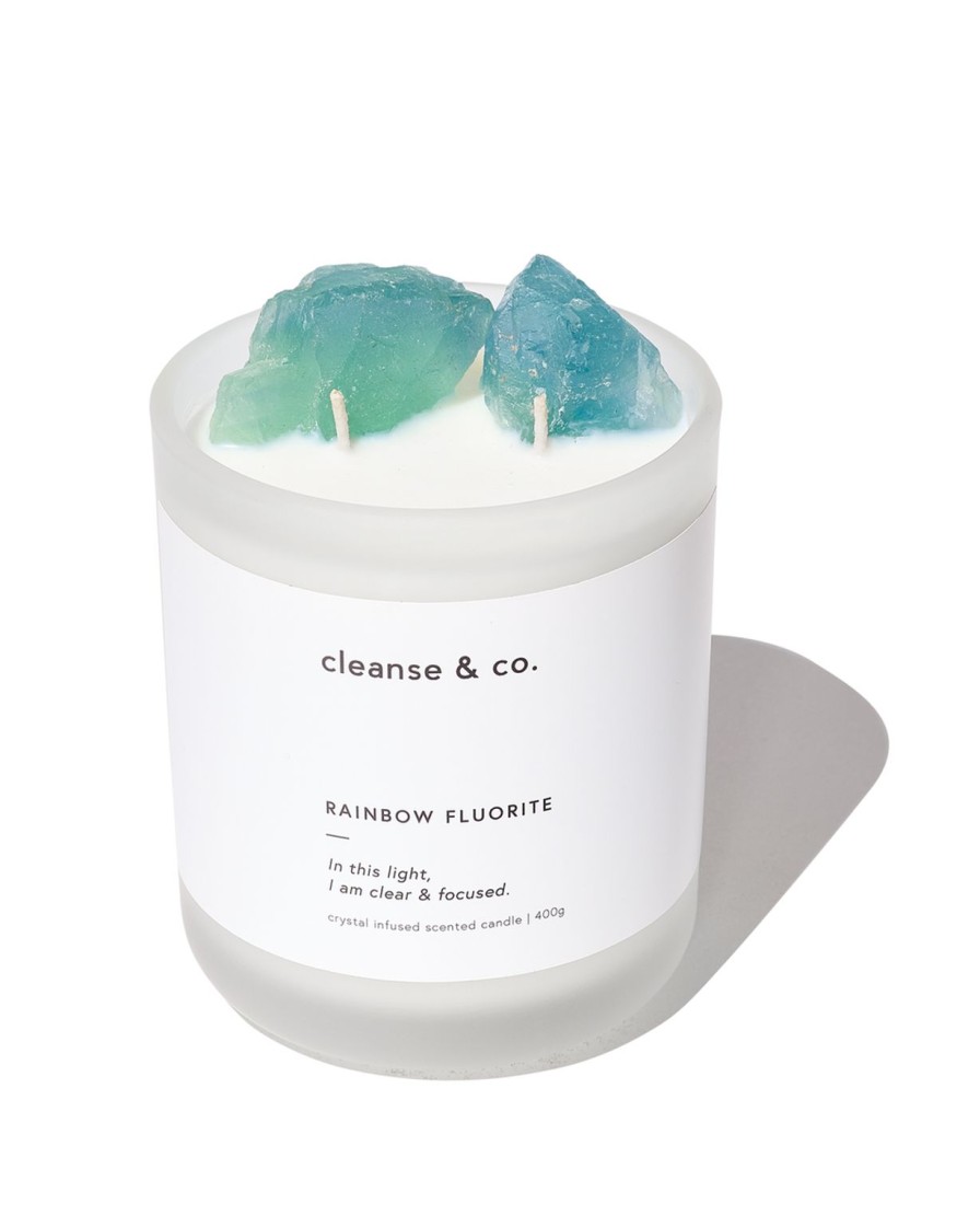 Hot Cleanse & Co Rainbow Fluorite Crystal Candle