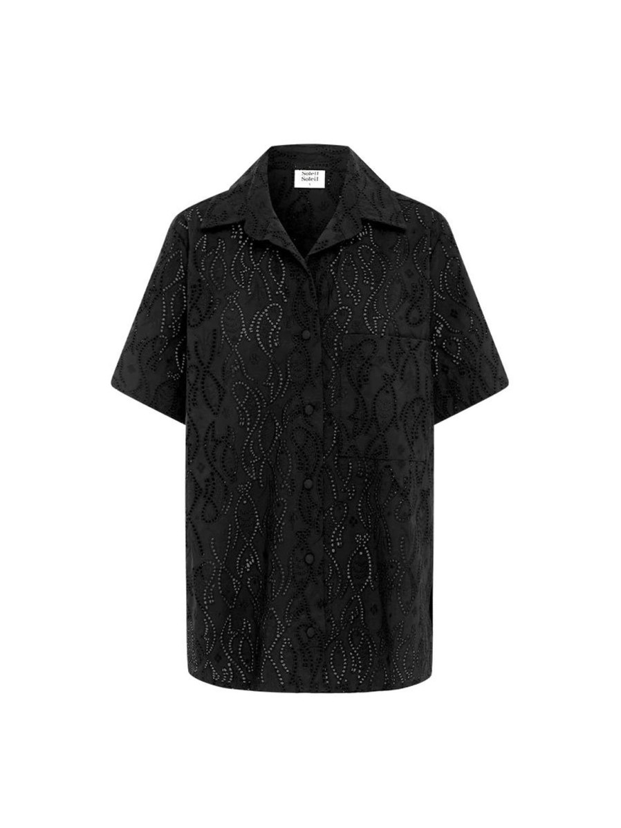 Clearance Soleil Soleil Darcy Shirt - Fin Black Broderie