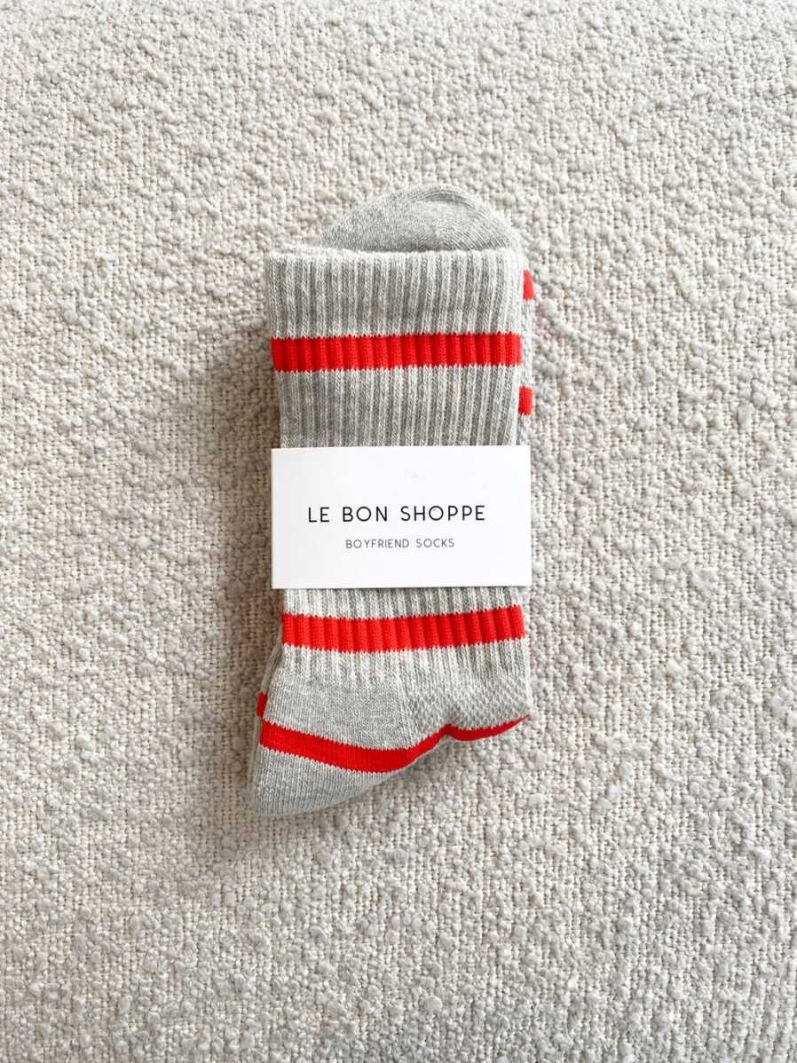 New Le Bon Shoppe Boyfriend Striped Socks - Red Stripe