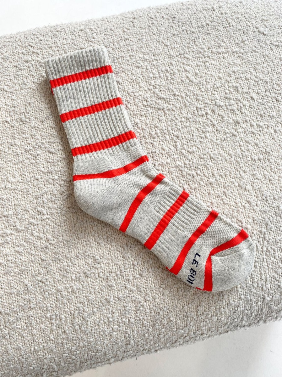 New Le Bon Shoppe Boyfriend Striped Socks - Red Stripe