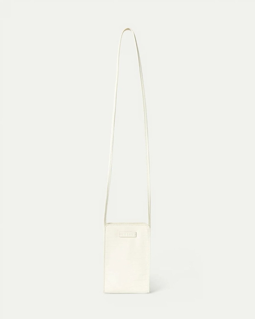 Clearance Brie Leon Paloma Phone Bag - White Brushed Recycled Croc