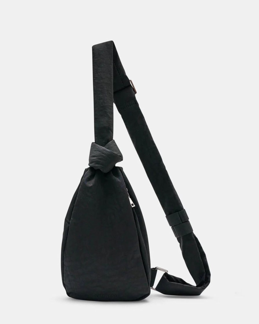 New Brie Leon Rellino Slouch Crossbody - Black Crinkled