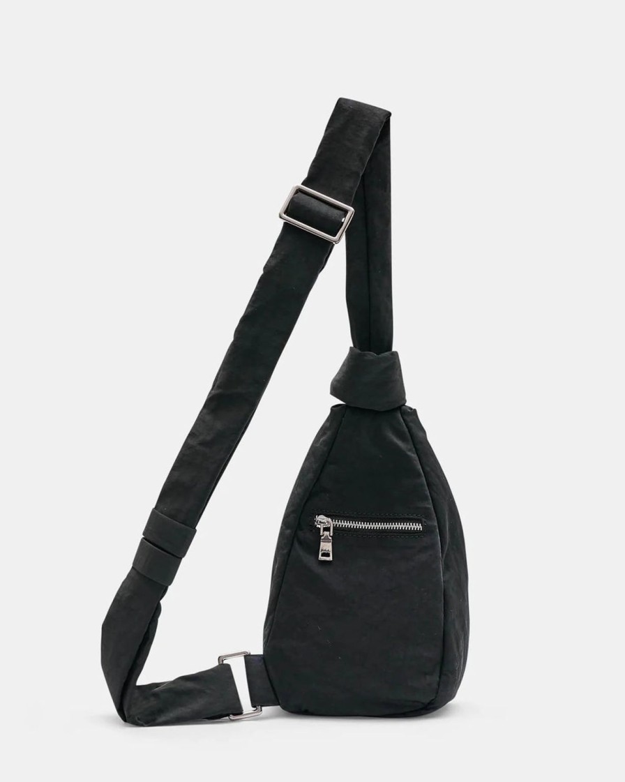 New Brie Leon Rellino Slouch Crossbody - Black Crinkled