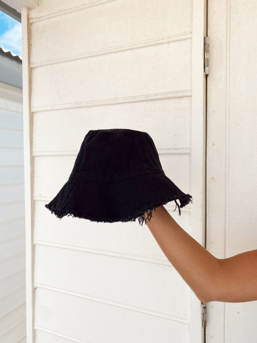 Wholesale Golden Tribe Linen Bucket Hat - Black