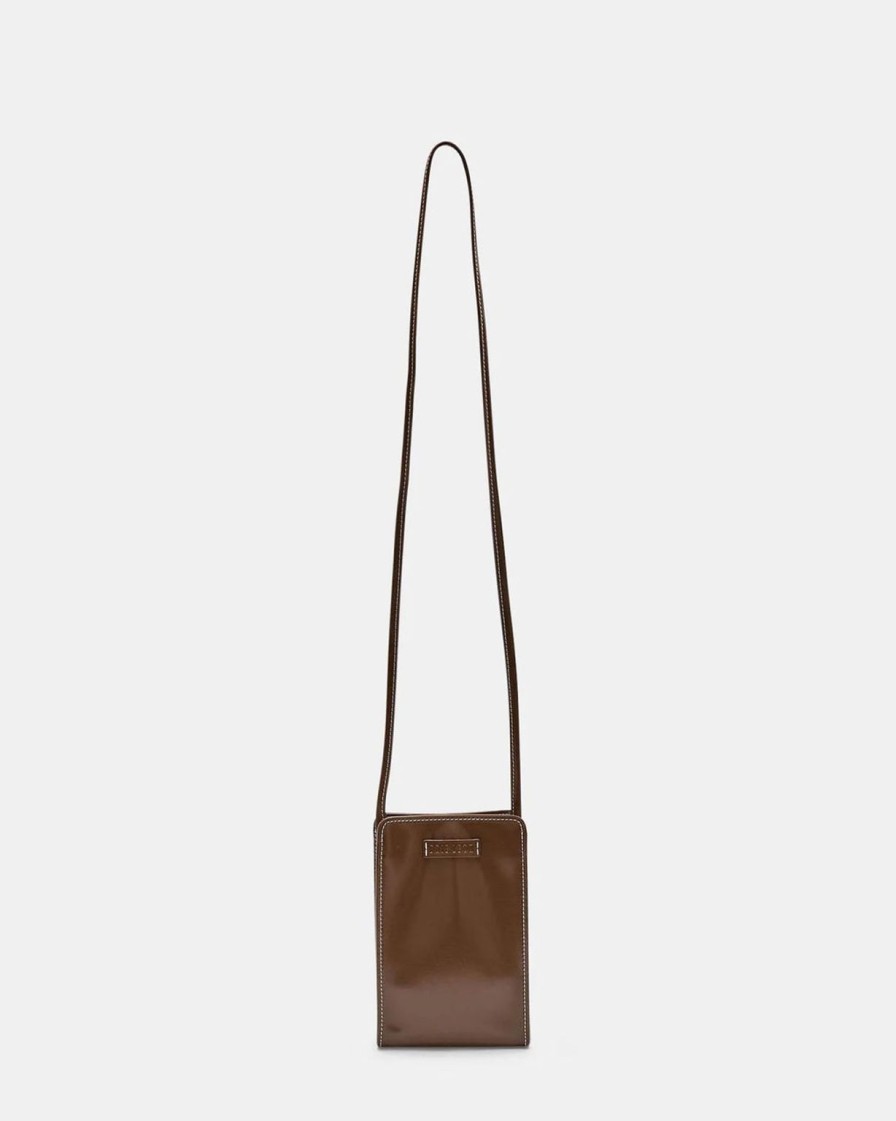 Clearance Brie Leon Paloma Phone Bag - Milk Choc Semi Patent