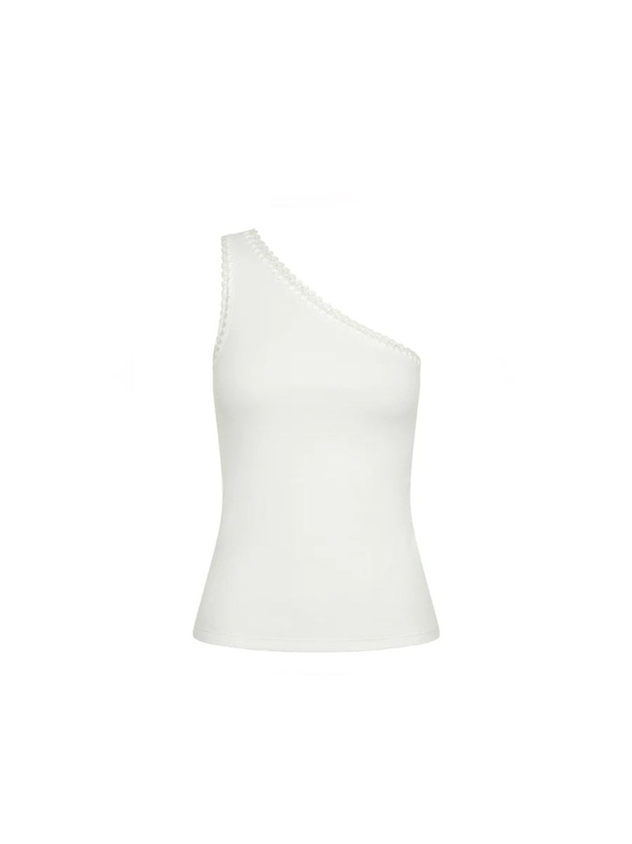 Clearance Kivari Tallulah One Shoulder Tank - Ivory