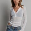 Hot Bayse Brand Xavier Button Top - White