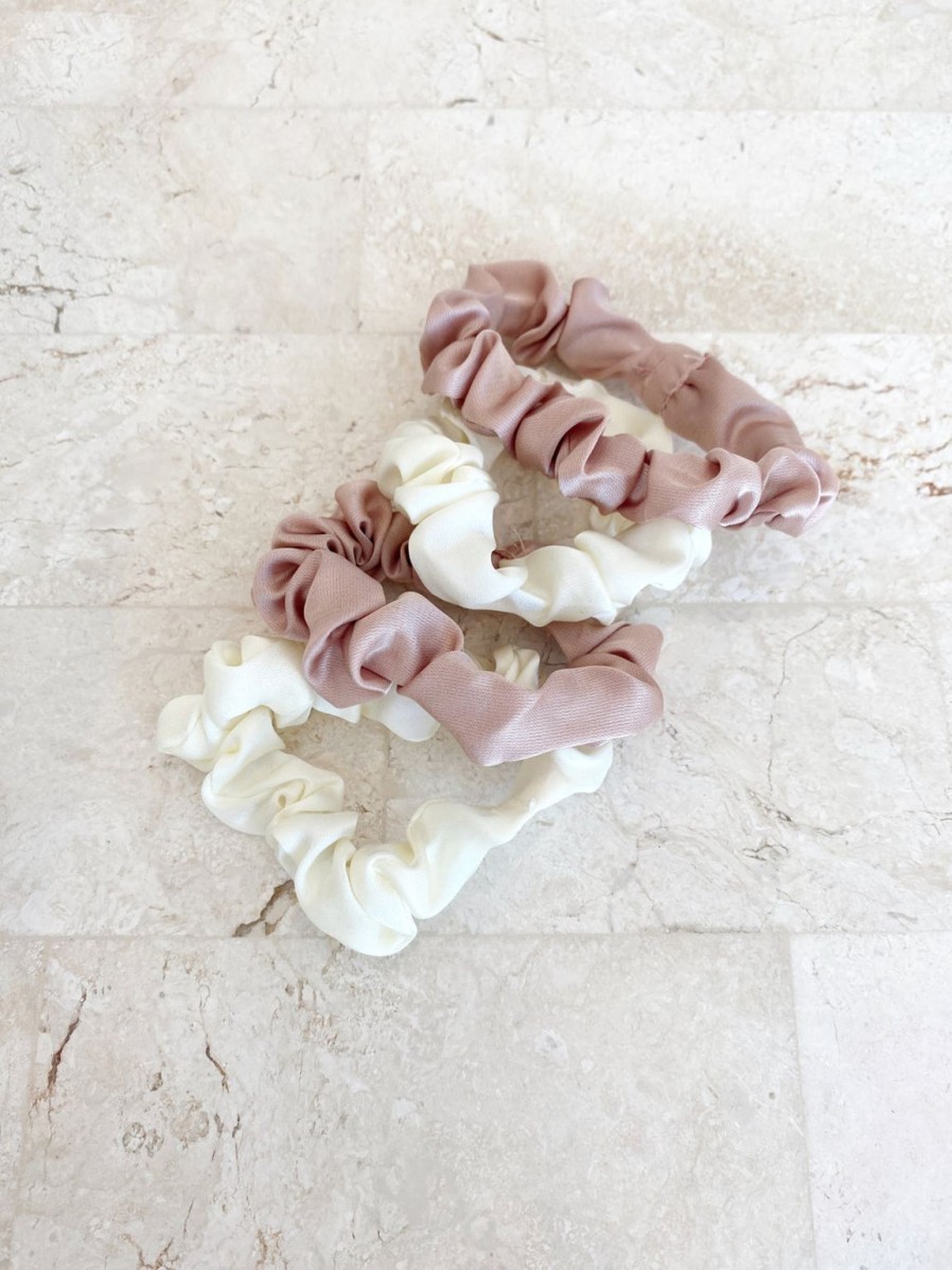 Best Golden Tribe Silk Scrunchie Pack - Pink/White