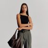 Clearance Brie Leon Harlow Slouch Tote Bag - Choc Nappa