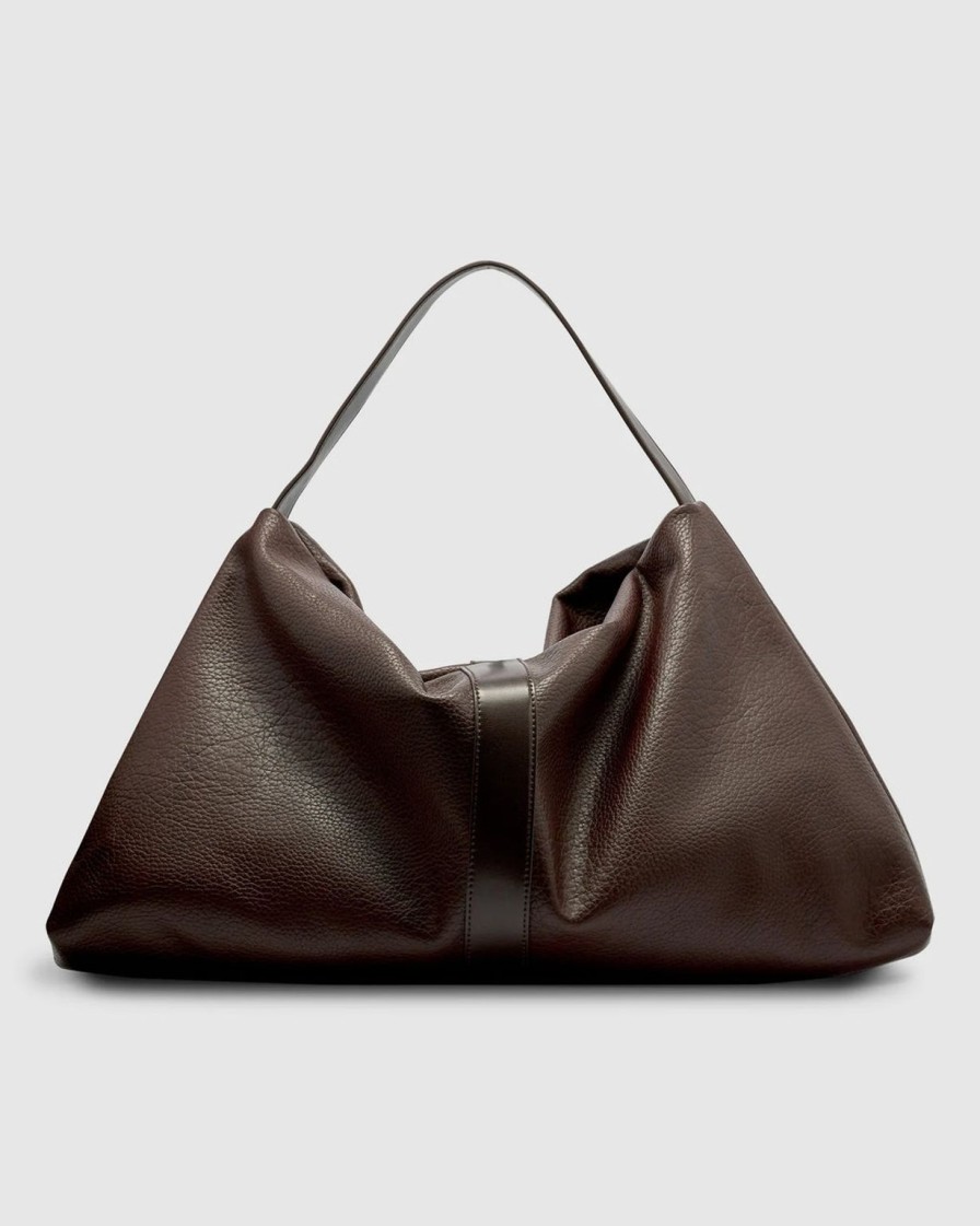 Clearance Brie Leon Harlow Slouch Tote Bag - Choc Nappa