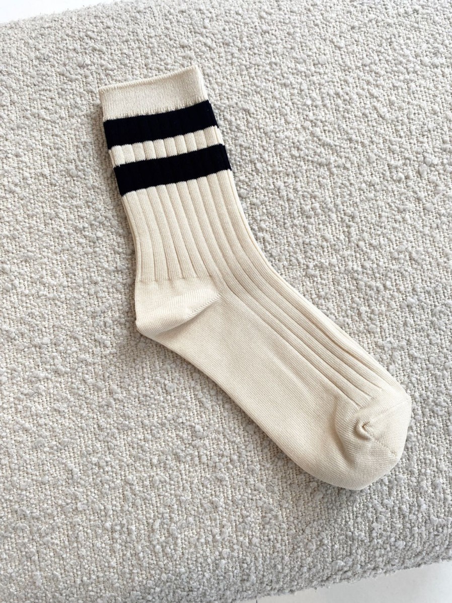 Hot Le Bon Shoppe Her Varsity Socks - Cream Black